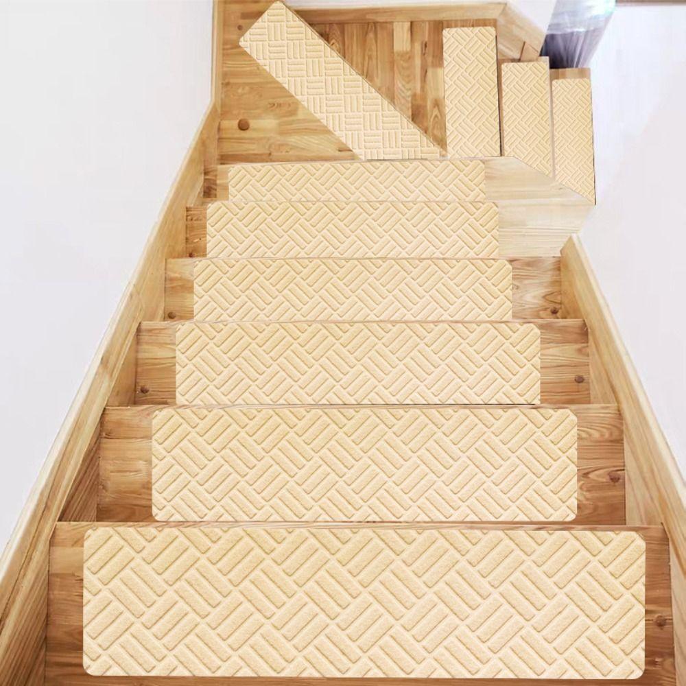 TPR Stair Treads Carpets 76x20cm Brushed Embossed Carpet Indoor Stepping Mat  for Kids Elder