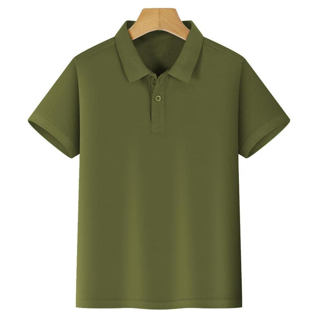 Children's Casual Polo Shirt Short Sleeve Loose Fit Solid Color Basic Tee Comfortable Lightweight Soft Fabric
