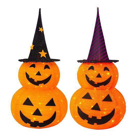 3FT Halloween Collapsible Pumpkin Decoration Battery Operated Light Up Pumpkin Light Pop Up Jack-o-Lantern for Indoor Outdoor Yard Porch Holiday Decor