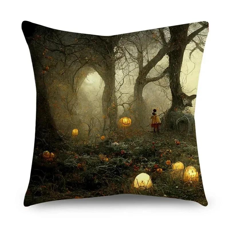 Halloween Pillow Case Halloween Pumpkin Bat Pattern Kaodiantao Is Suitable for Family Living Room Sofa Bedroom Room Decoration