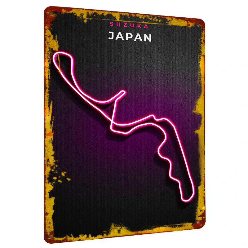 

Suzuka Circuit Neon Style Metal Wall Art Japanese Racing Track Decor for Home Garage Man Cave 20x30cm（7.8x11.8inch）