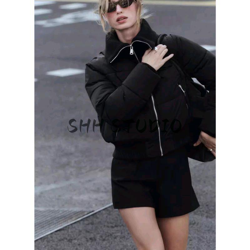 Winter New Women's Clothing American Rib Decorative Layer Warm-Keeping Cotton Clothing Long Sleeves Short Jacket 3046240