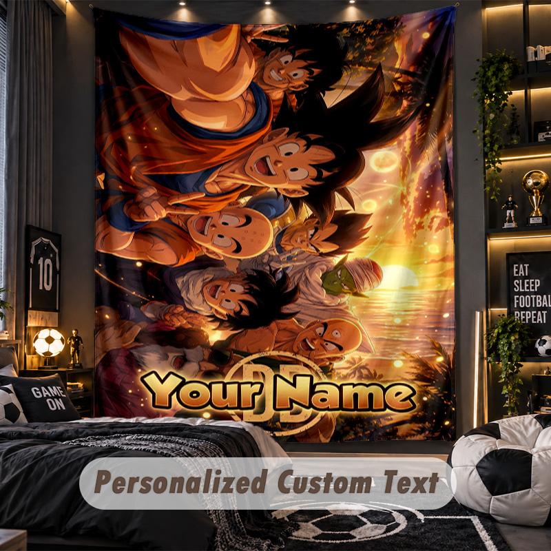Personalized Wall Tapestry,Dragon Ball Custom Printed Name, Fabric Wall Art For Indoor Room Backdrop