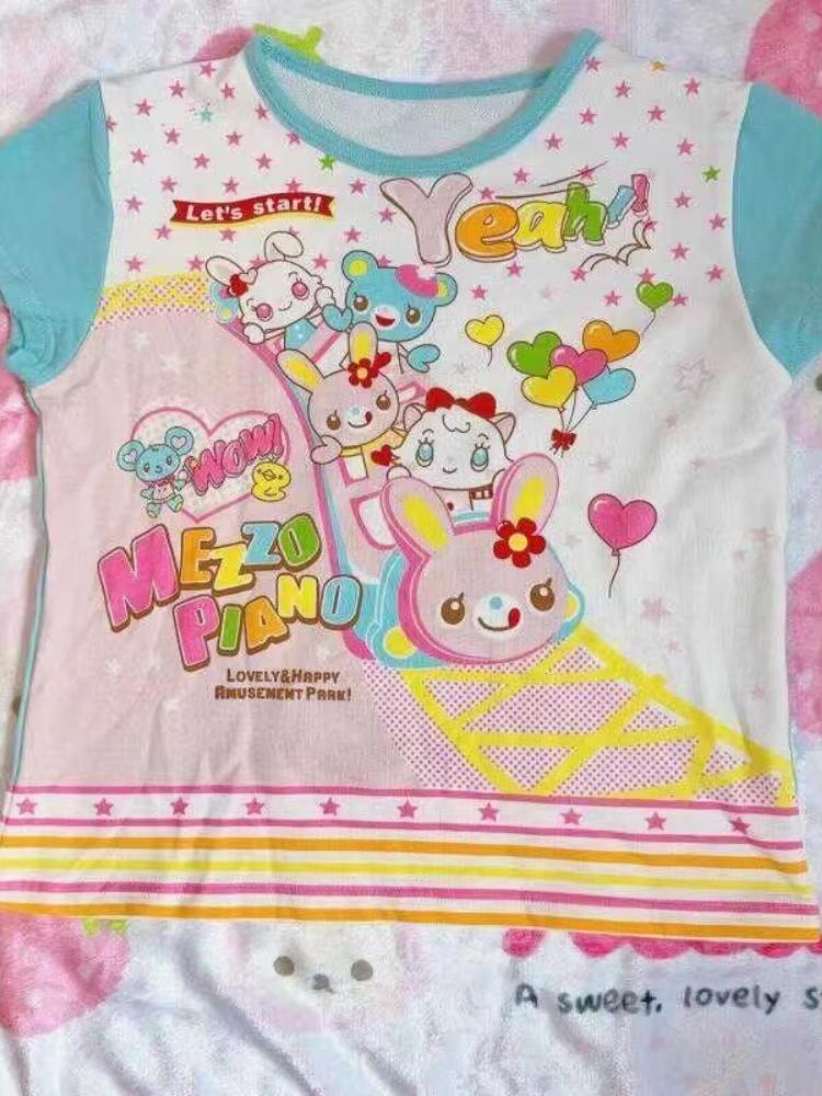 Hauts courts Kawaii Japonais Imprimé Cartoon Harajuku Lolita T-shirts Manches Courtes Femmes Y2k Esthétique T-shirt Slim Vintage Fairy Grunge