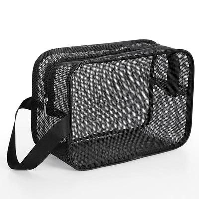 1 Stück Schwarze Transparente Netz Kosmetiktasche Handtasche Aufbewahrung Große Kapazität Aufbewahrung Netz Waschtasche Reise-Set Kosmetiktasche