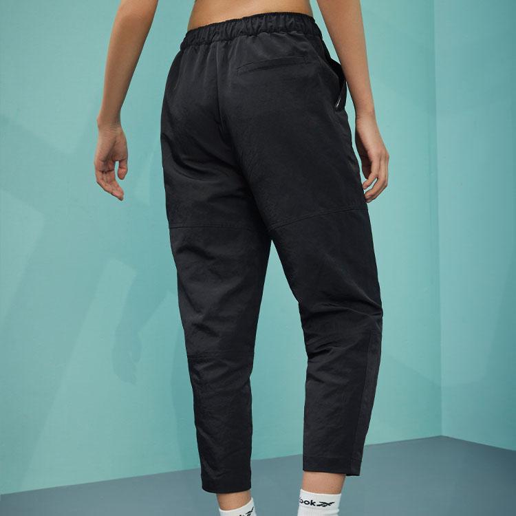 Reebok Solid Color Lace-Up Work Casual Pants Women Bottoms Black 23RMS602W001