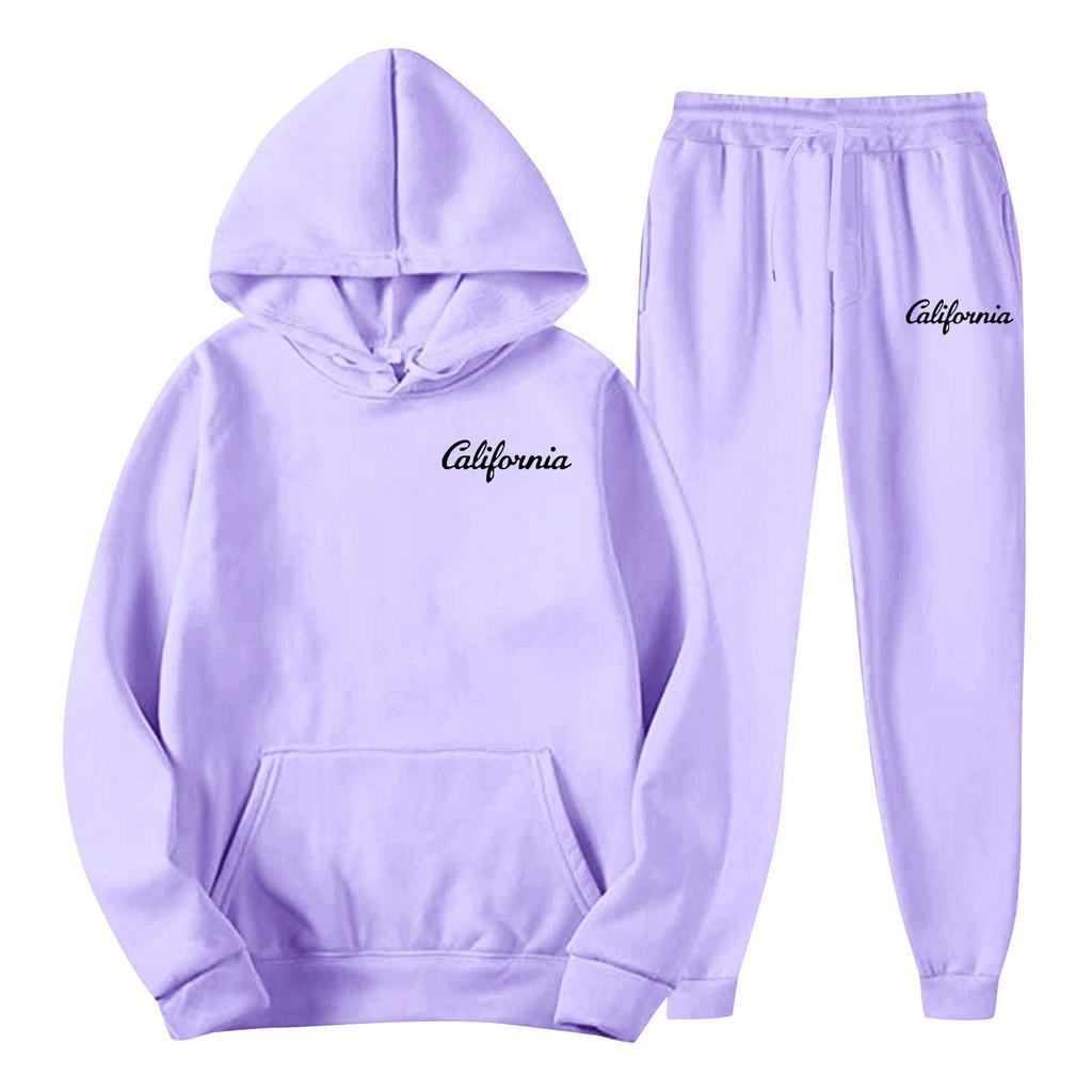 Men's Spring and Autumn Solid Color Suit Hooded Sweater Suit Trend Casual Sports Two-piece Suit