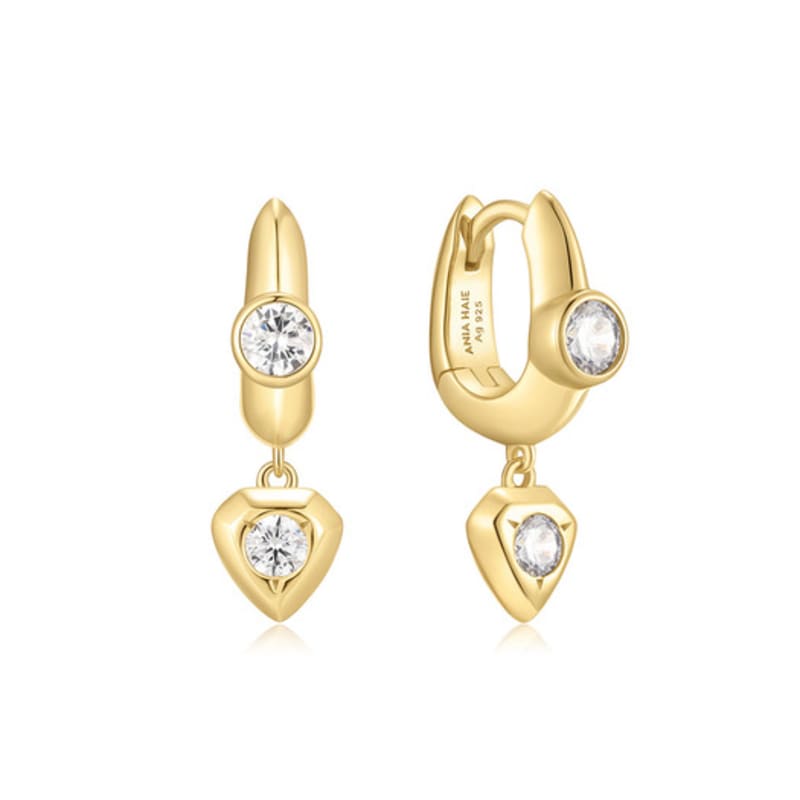 ANIA HAIE Gold U-Shaped Shield Drop Huggie Hoop Earrings 925 Silver E067-07G