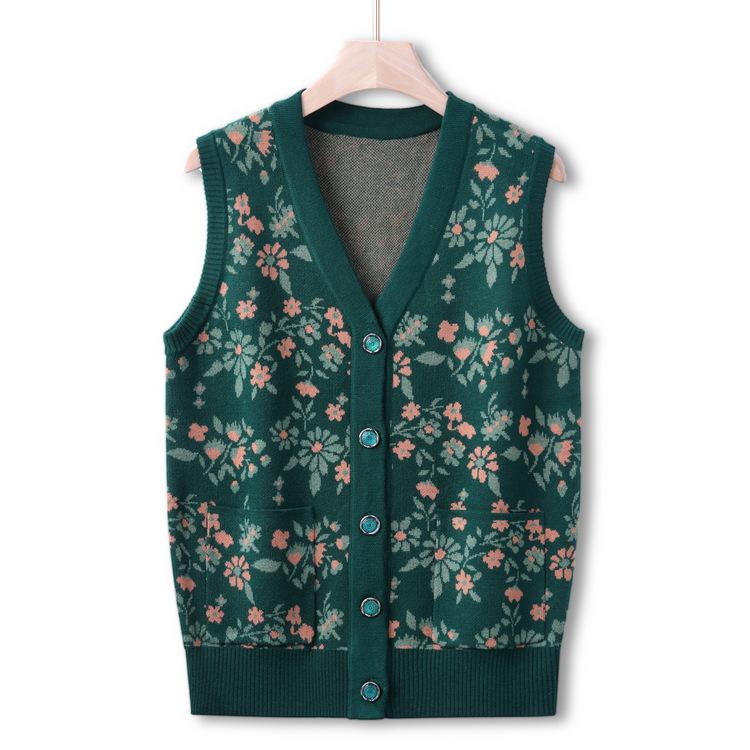 

Осенний свитер для бабушки среднего и пожилого возраста, с открытыми плечами, наряд для мамы, вязаный свитер, жилет, кардиган 4XL