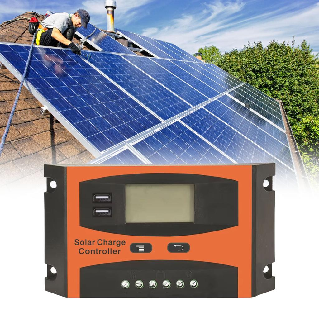 20A Solar Charge Controller With Duals USB Ports LCD Display For 12V 24V Leads Acid Batteries Battery Charge Regulator