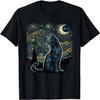 Gato Noite Estrelada Van Gogh Amante de Gatos Presentes Gato Mãe, Gato Pai Camiseta