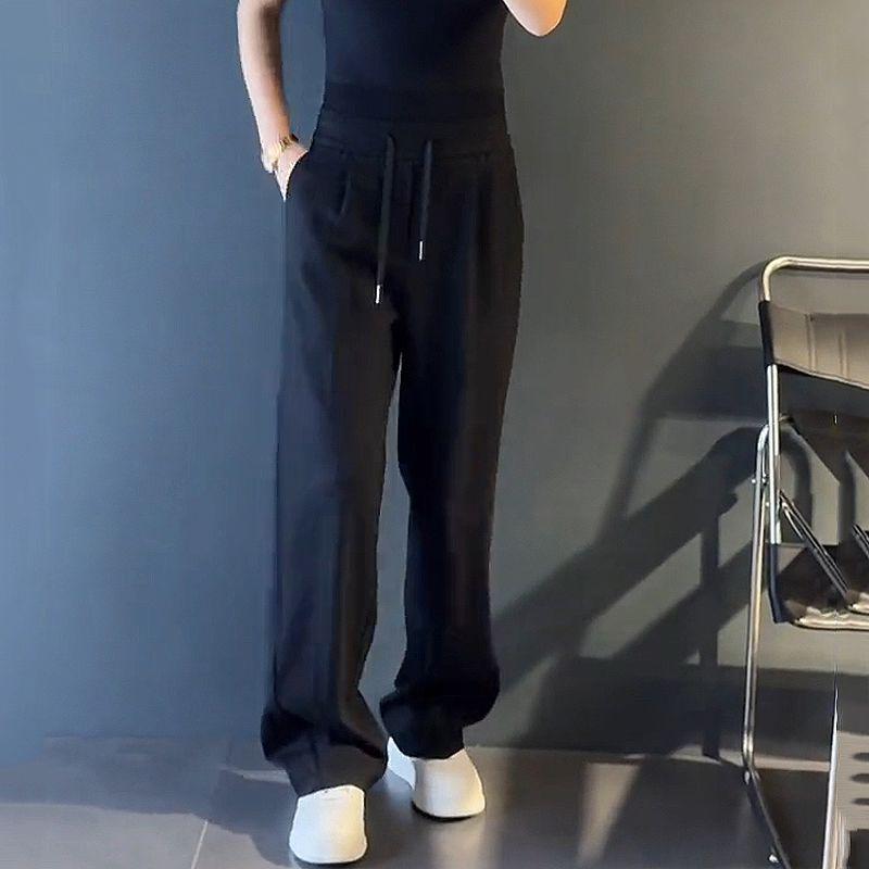 

Мужские повседневные летние брюки прямого кроя - Модные, универсальные и легкие однотонные брюки. M чёрный