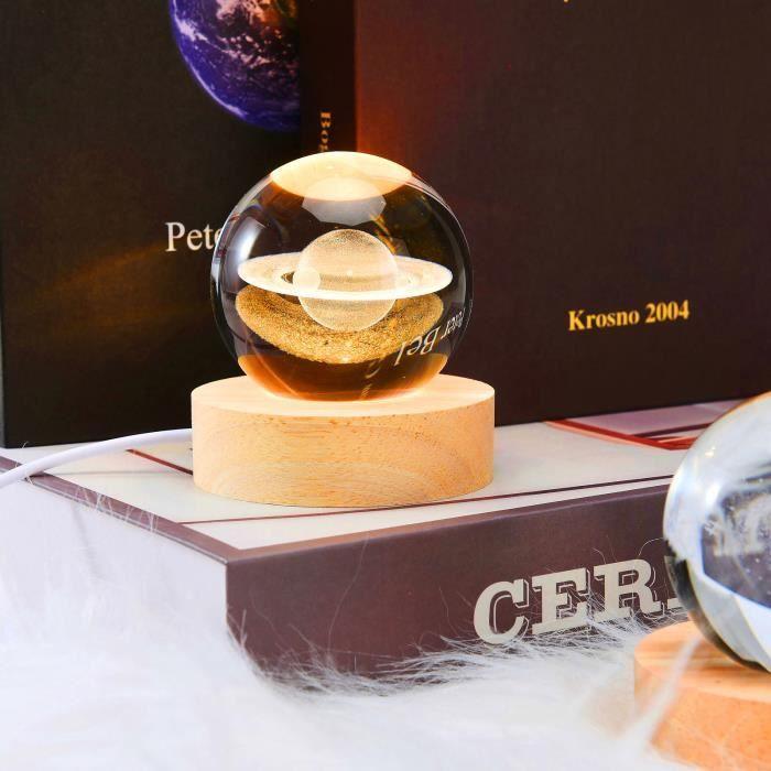 Lampe décorative - Saturne - Cristal - 6CM - Lumière chaude 3000K