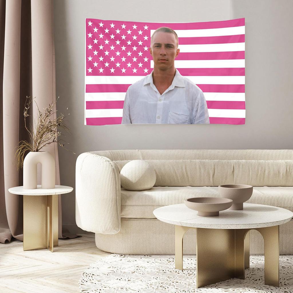 R-Rafe Cameron Outer Banks Pink American Flag Tapestry, Aesthetic Wall Hanging, Room Decor For Obx Fans