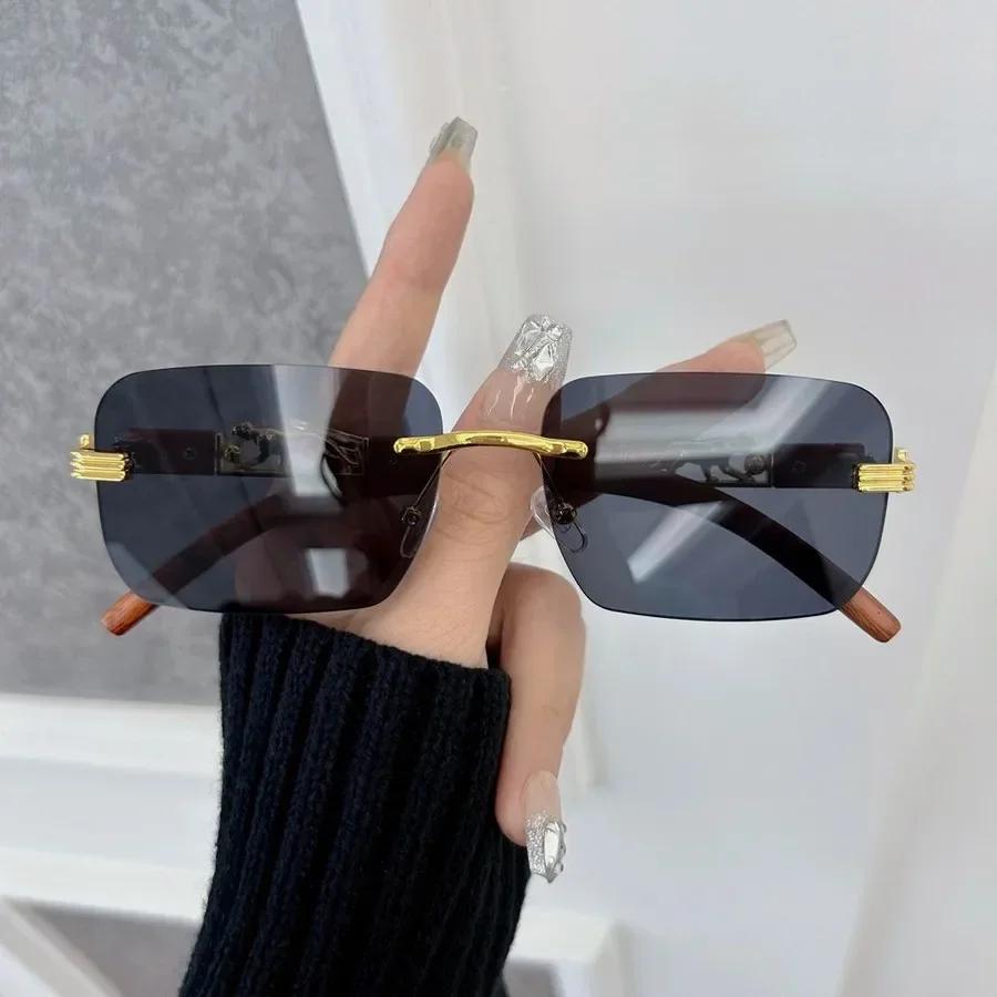 

Personality Square Sunglasses Women Men Rimless Sun Glasses Female Male Designer Brand Classic Travel Outdoor Other