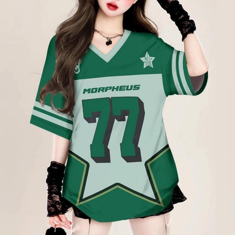 Fashion Summer Women's T-shirt V-NECK T-shirt Digital Printing T-shirts  Women's Clothes Sport Style Flat Cloth Ladies' Sexy Top