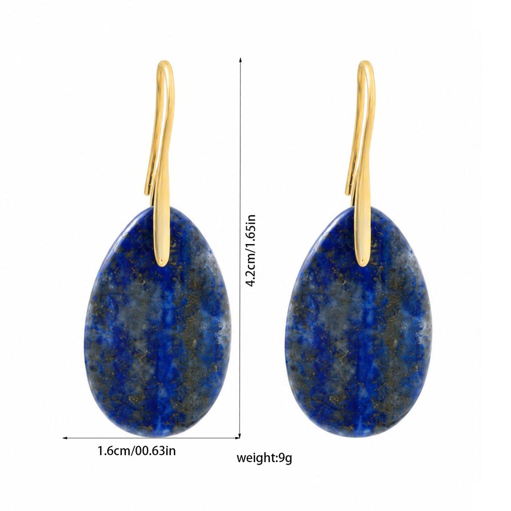 Women Natural Gem Water Drop Earrings European Popular Amethyst Lapis Lazuli Elegant Fashion Ear Accessory
