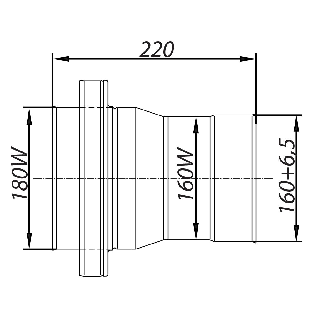 ADAM DW Reduction passage EW/DW for black steel fi 180/160