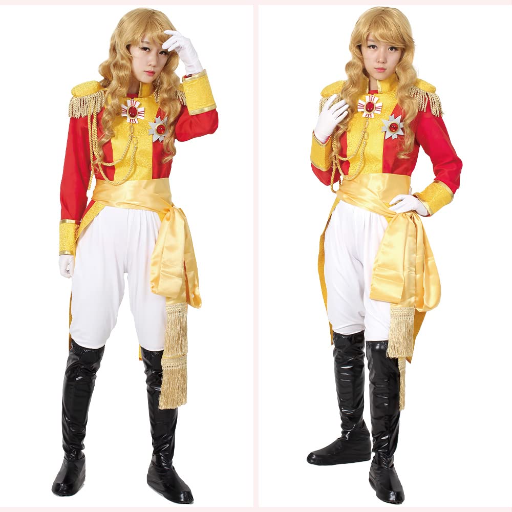 [NOOLOR] The Rose of Versailles Oscar Military Uniform, Captain of the Imperial Guard Cosplay Costume (Size M, Red)