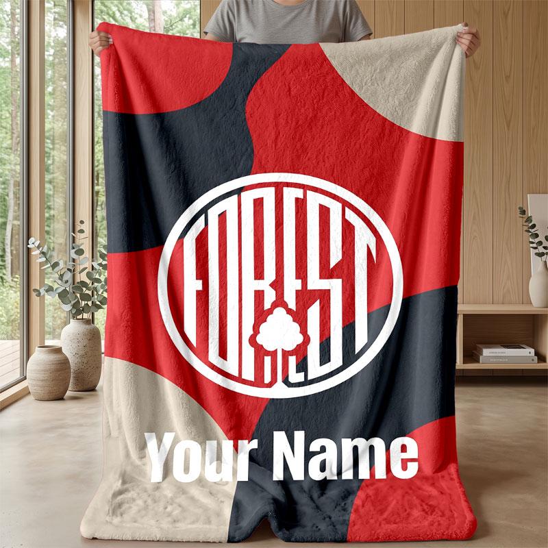 Coperta in Flanella Nottingham Forest FC con Testo Nome Personalizzato Logo Calcio Coperta in Pile Personalizzata Regalo Speciale per Divano Camera da Letto Casa