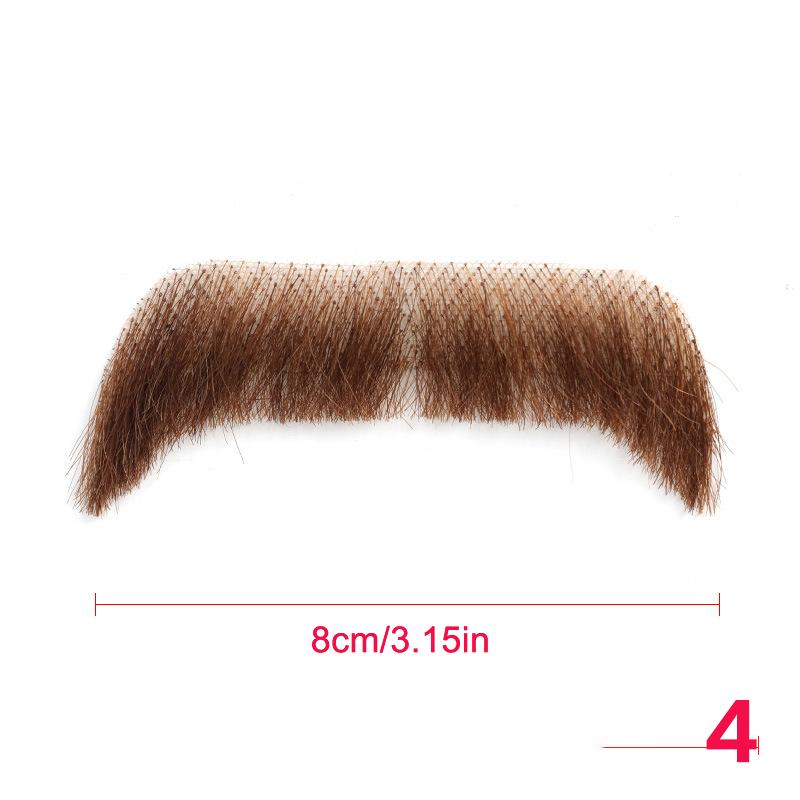 100% Human Hair Beard Lace Mesh Beard Shallow Short Realistic Fake Moustache For Men Makeup Facial Hair Hand Made By Invisible