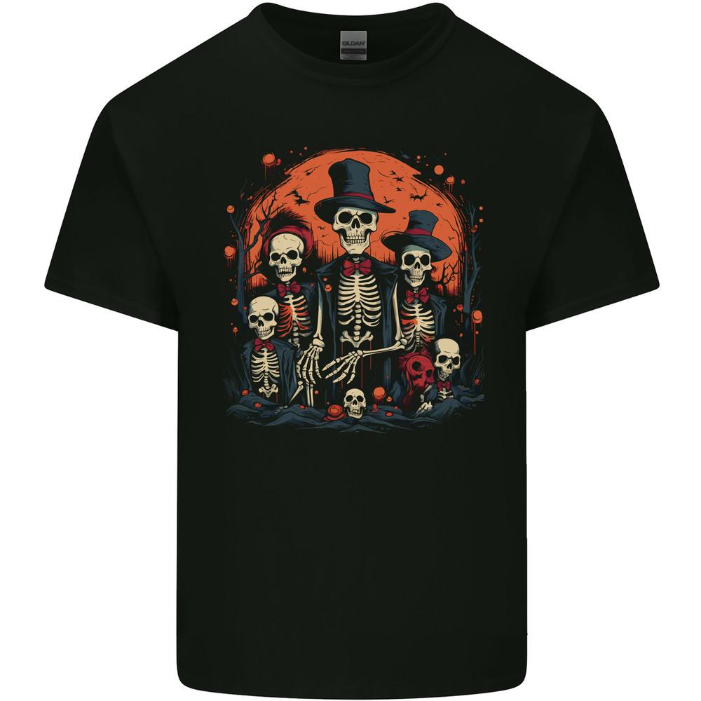 Halloween Skeleton Family With Skulls Mens Light Cotton T-Shirt Unisex T-Shirt XL