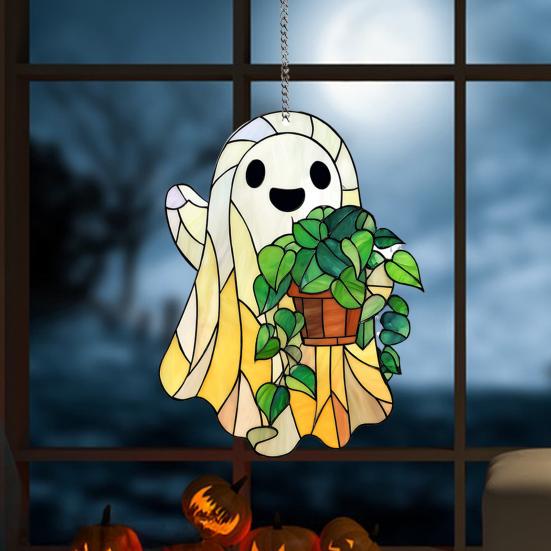 Ghost Hanging Decoration Acrylic Ghost Series Sun Catcher Cartoon Ghost Halloween Decoration for Windows Porch Walls