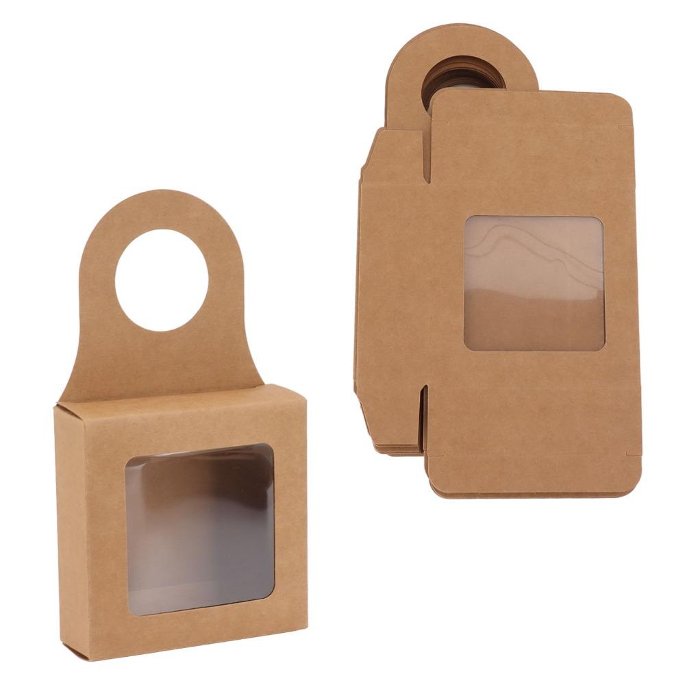 25PCS Kraft Paper Gift Box Hanging Hook Bottle Hanger Box Foldable Favor Box Party Favor
