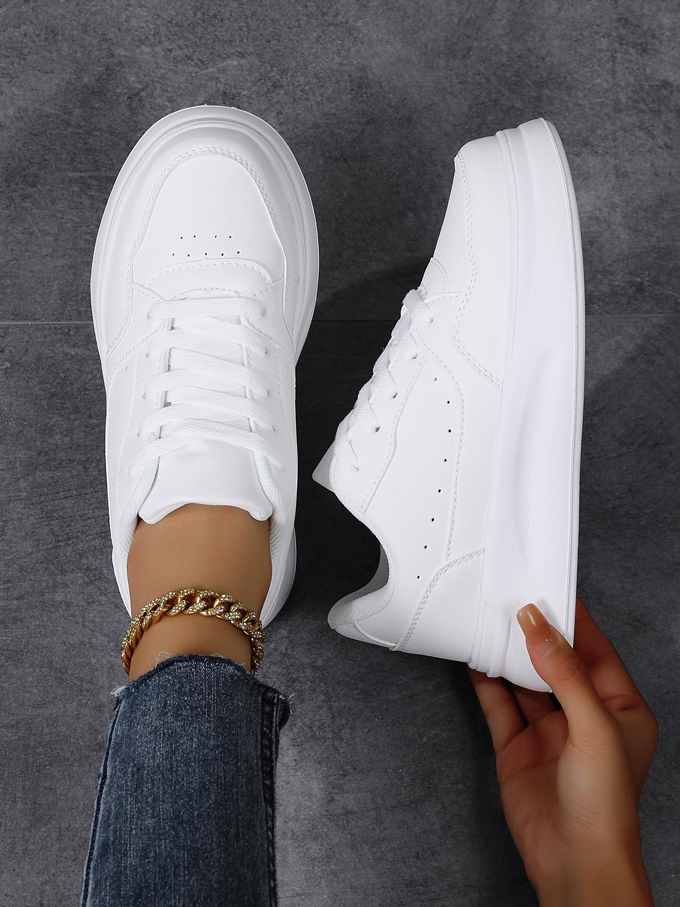 

Breathable White Cross-Border Couple s Casual Korean-Style Sports Shoes with Thick Comfortable Sole 44