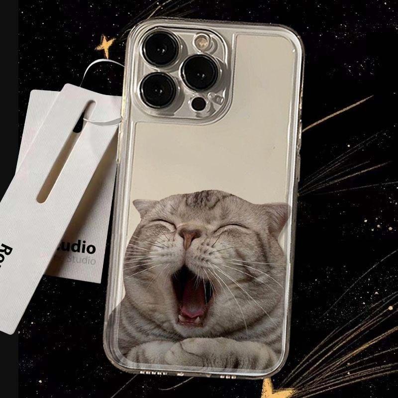 

Yawning Grey Cat Photo Pattern Phone Case for iPhone 17 16 15 14 13 12 11 16E Series Pro Max Plus Double Layer Protection iphone 17 Air