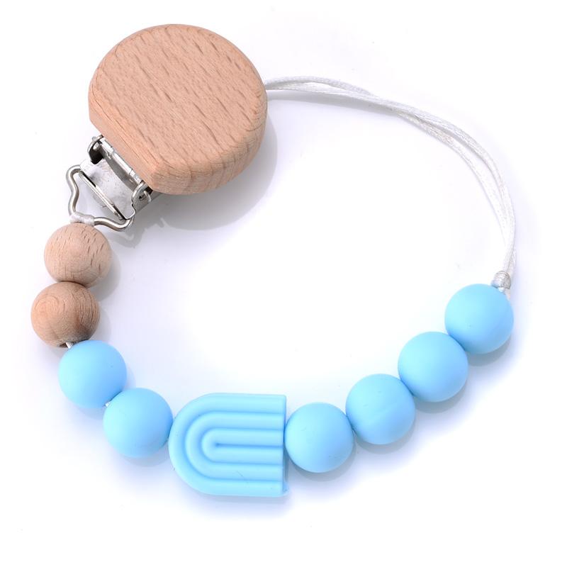 Baby Pacifier Clips Silicone Beads Wooden Crochet Ball Teething Ring Chain Nipple Clamp Dummy Holder Clip Chew Accessories