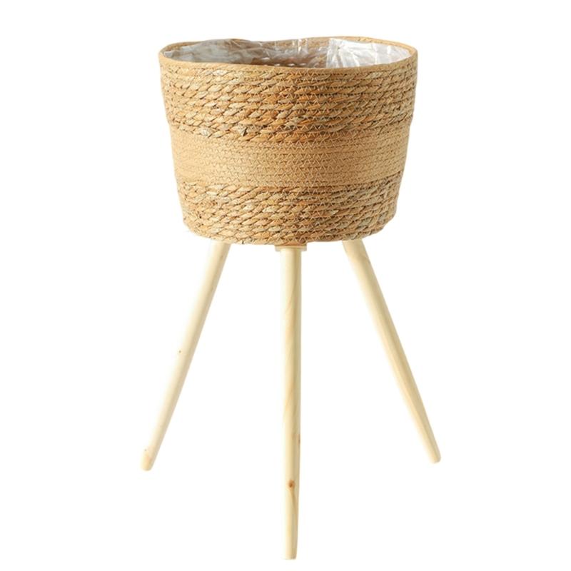 Flowerpots for Plant Floor Planter Stand Wooden Basket Home Flower Shelf Rack Indoor Outdoor Garden Farmhouses Decorations