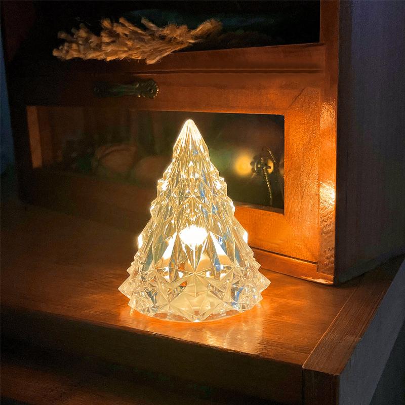 Night Light Ins Christmas Tree Modelling Table Lamp Crystal Diamond Night Light Dormitory Bedroom Bedside Ambient Light Christmas Party Home