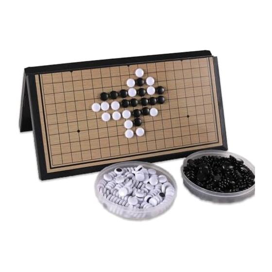 HIRAISM Portable Go Set, 19-road board, with Go stones, magnetic type, folding, 37cm x 37cm