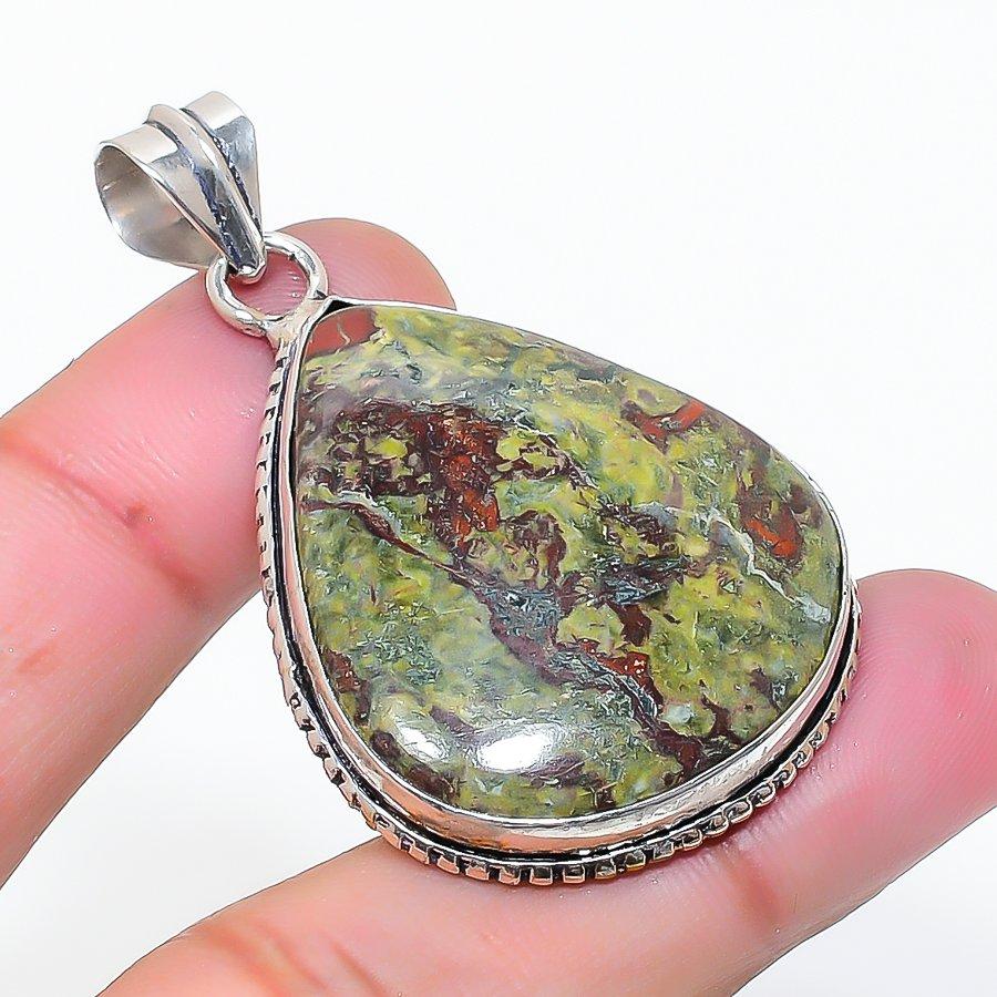 Natural Dragon Blood Gemstone Handmade 925 Sterling Silver Pendant 1.97 AP-15235