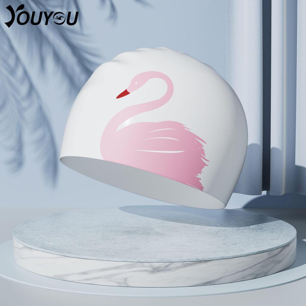 Waterproof Adult Swim Cap with Ear Protection for Long Hair - Unisex Silicone, Large Size