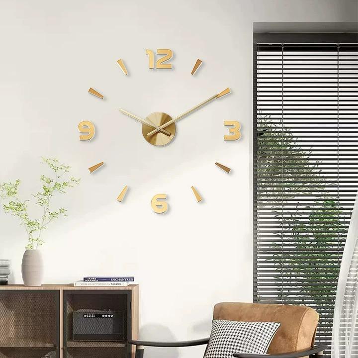 

Цифровые часы Настенные часы Простые 3D Трехмерные Украшения для дома Настенные часы Персонализированные Настенные часы без перфорации noble gold large: 16in [diameter 40CM]