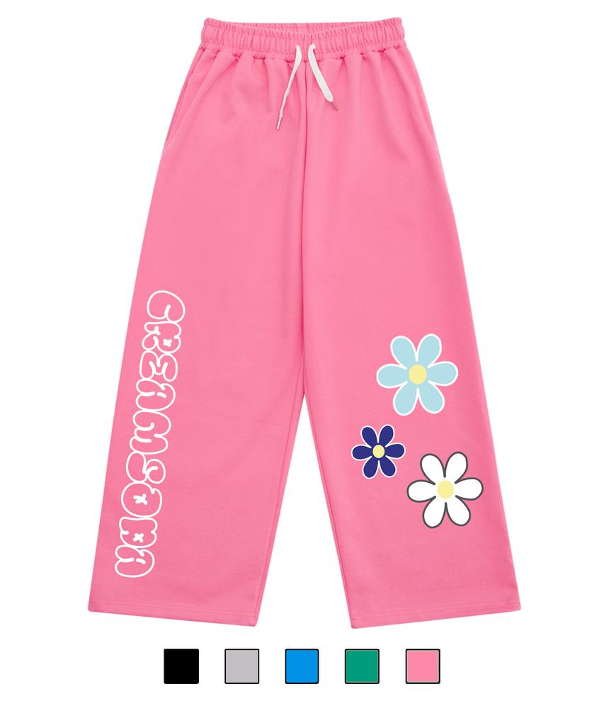 CREAM SODA LAB 3 Flower Wide Elastic Pants