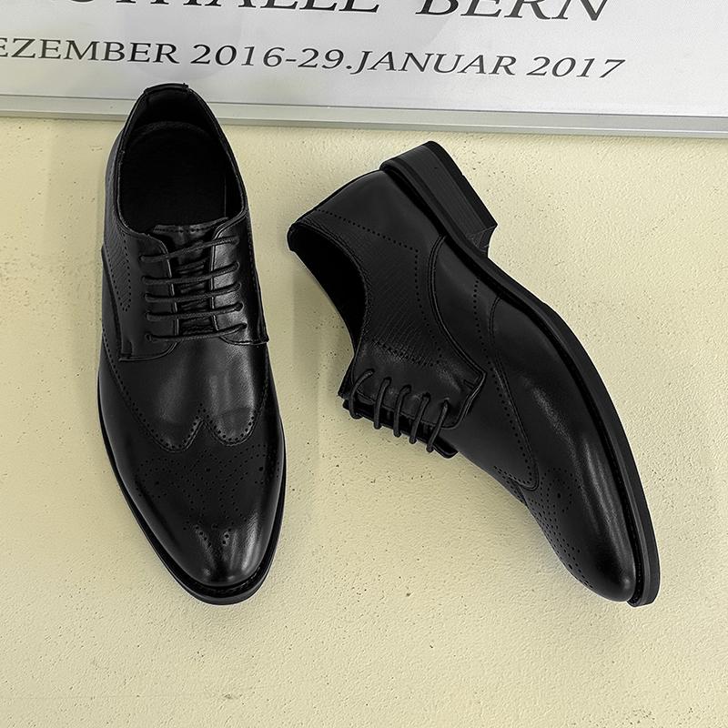 Fashion Stylish Mens Oxford Shoes Handmade Comfy Brogue Dress Shoes Wedding Leather Business Shoes All-match Male Formal Dress Footwear
