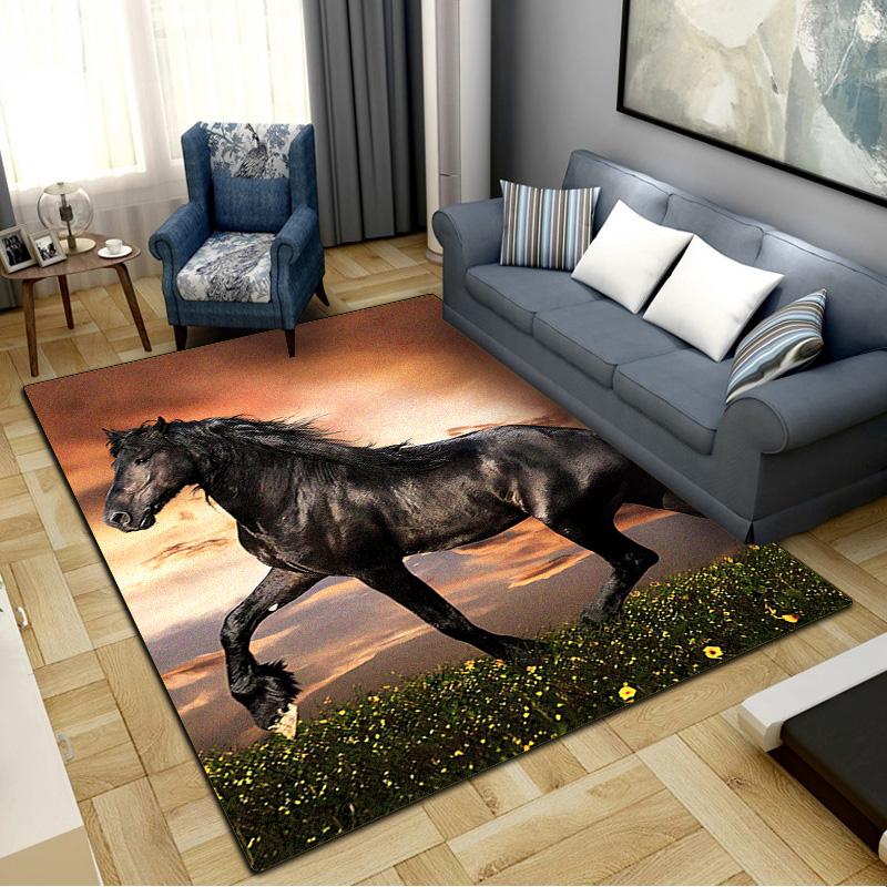 Horse Carpet Rug for Living Room Bedroom Home Sofa Decoration,Kids play Non-slip Floor Mat
