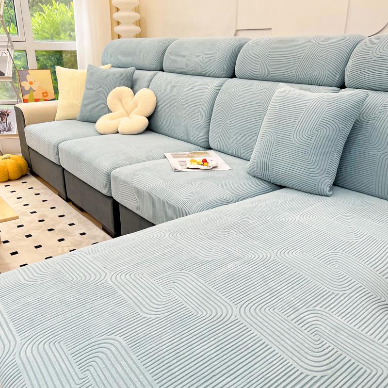 Sofa Seat Cushion Cover for Living Room Jacquard Thicken Stretch Removable Washable Sofa Cover Pets Kids Furniture Protector