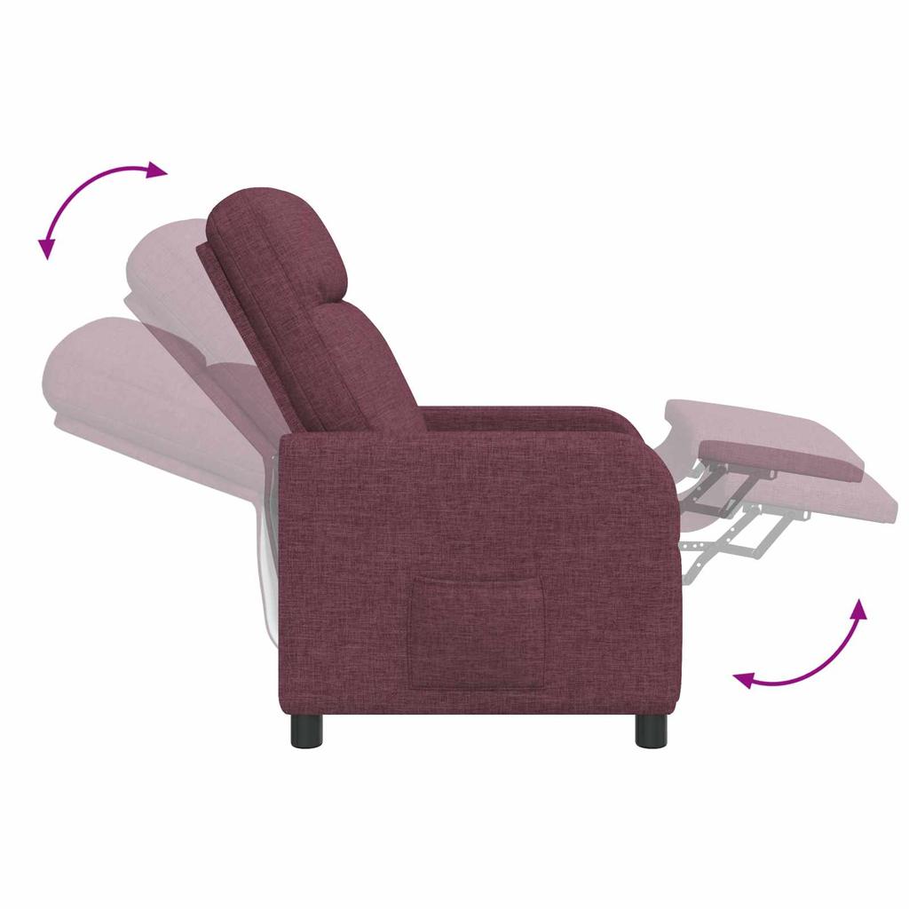 Massage Recliner Chair Purple Fabric