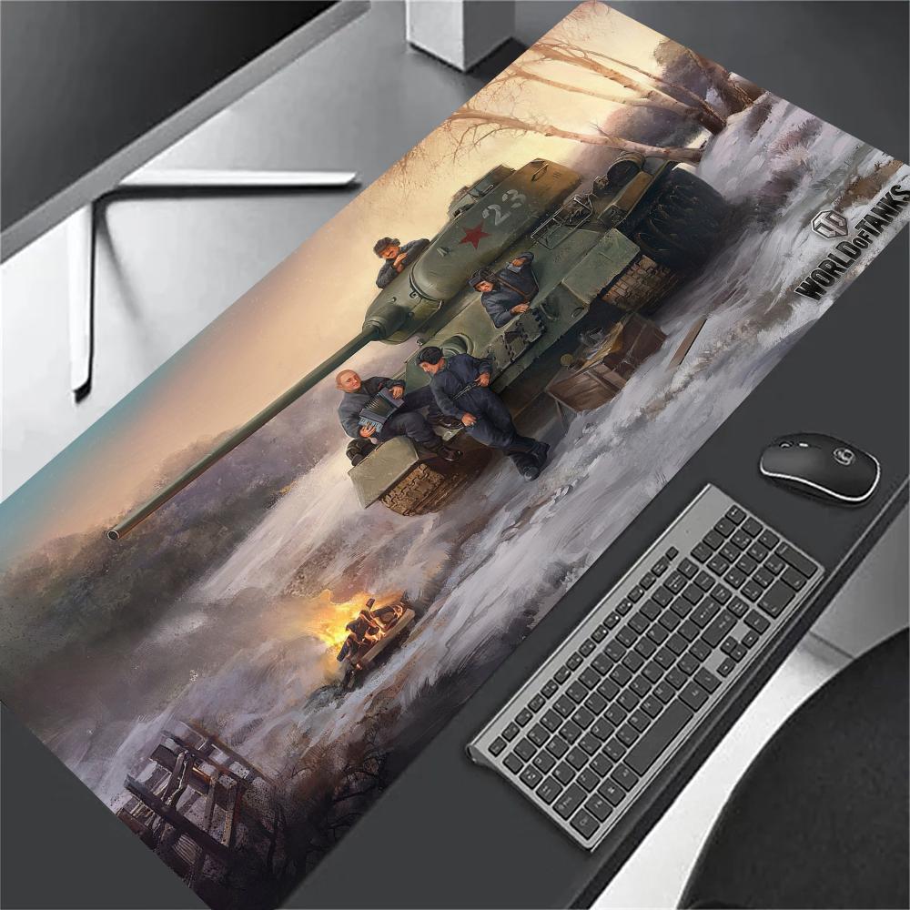 World of Tanks XXL Large Gaming Mouse Pad Black Desk Mat Non-Slip Keyboard Mousepad Stitched Edge Computer Office Table Cushion
