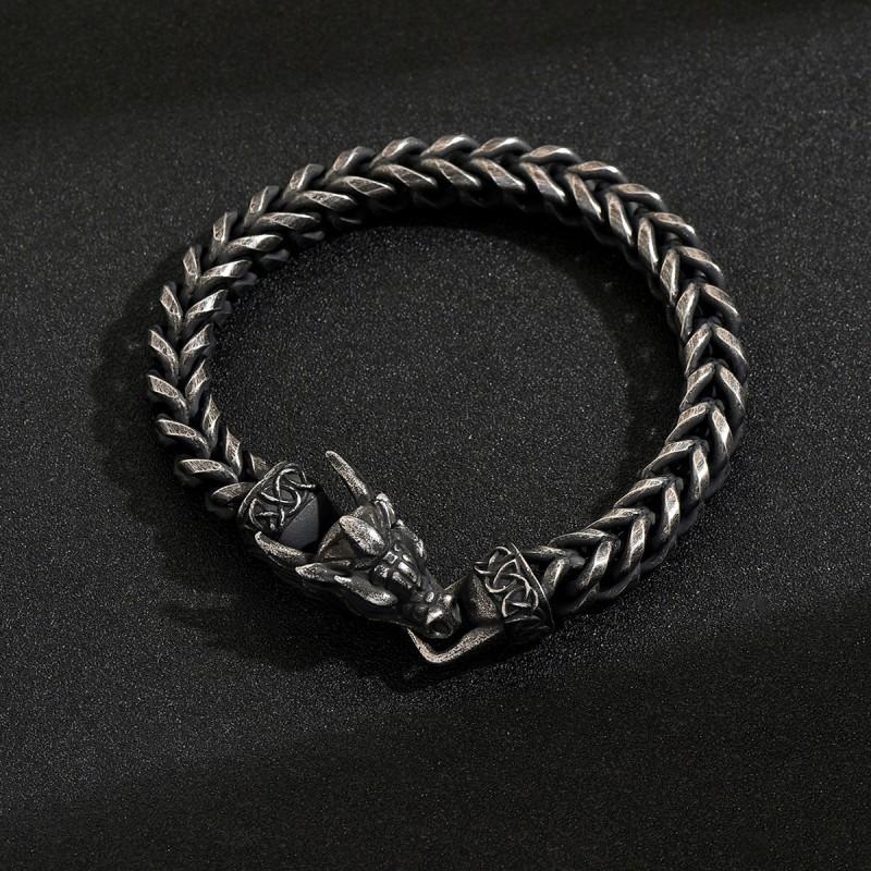 European American New Domineering Dragon Head Stainless Steel Bracelet Retro Dark Personality Trendy Accessory