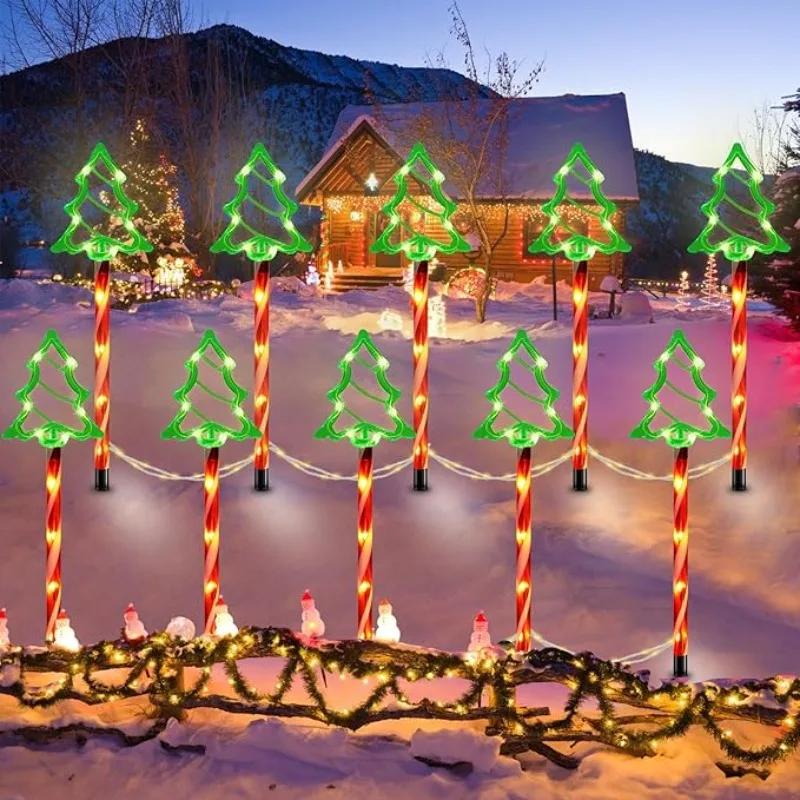 5pc/set Solar Candy Christmas Tree Ground Installation Decorative Lights Outdoor Garden Lawn LED Lights Courtyard Lights