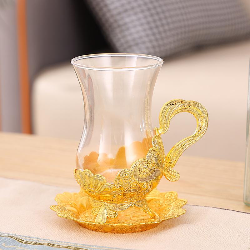 European creative coffee cup small luxury high-end exquisite coffee cup saucer afternoon tea cup household Baijiu 100 ml золотой