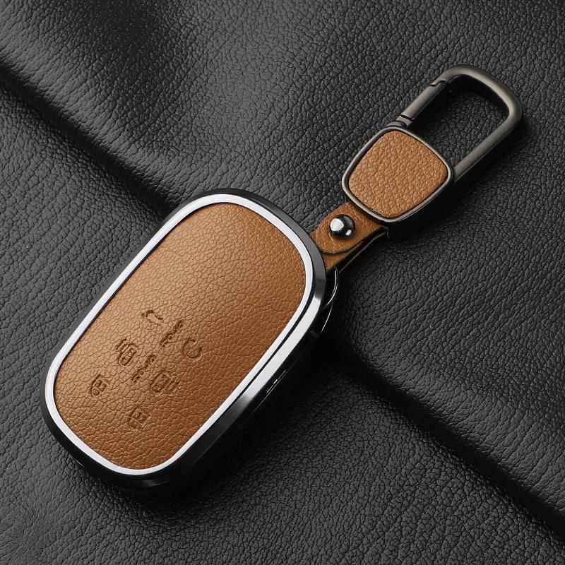 Aluminium Alloy Goatskin 6 Button Car Key Case Cover For Honda Stepwgn Rp6/Rp7/Rp8 Odyssey Freed Elysion Accessories