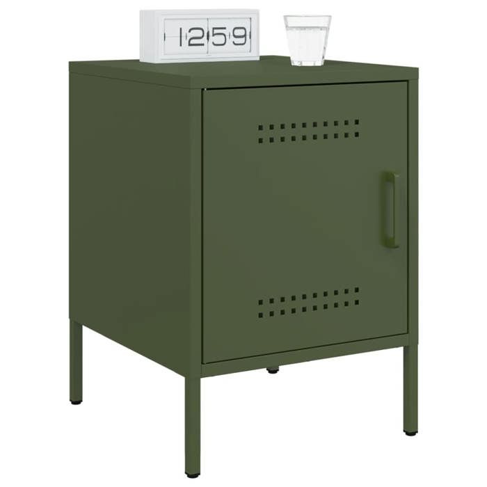 VidaXL Bedside Tables 2 Pcs Olive Green 36x39x50.5 Cm Steel, Cabinet, Side Cabinet, Phone Holder, Table of 842919