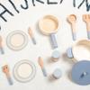 Wooden Kitchen Playset for Kids Educational Role-Play Chef Toys Mini Cookware Pots Pans Simulation Cooking Utensils for Children
