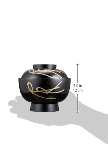 Maeju Lacquerware Zoni Bowl, Black with Red Interior, Traditional Yamanaka Lacquer, 450ml, Made in Japan, Product Number: 3T-420